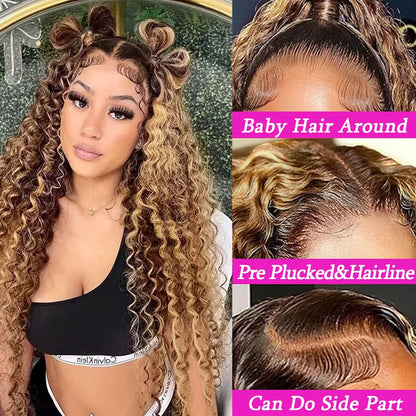  Ombre Kinky Curly Human Hair Wig – HD Transparent Lace Front