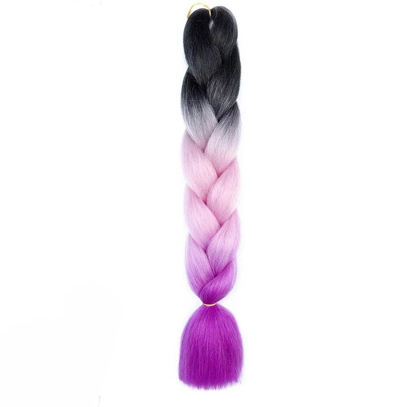 Synthetic 24Inch Jumbo Braids Extensions Long Yaki Straight Braiding Hair Afro Ombre Color Hair for Women