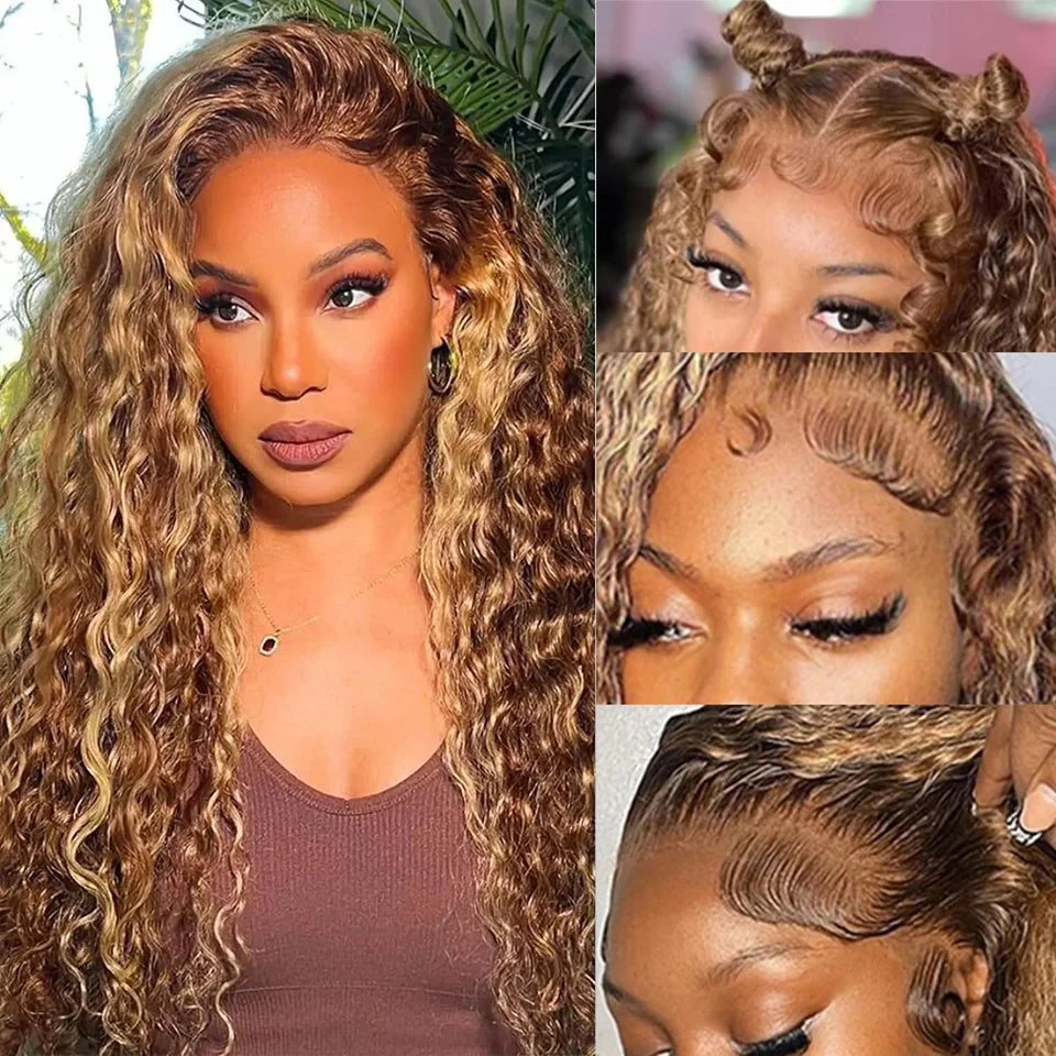  Ombre Kinky Curly Human Hair Wig – HD Transparent Lace Front