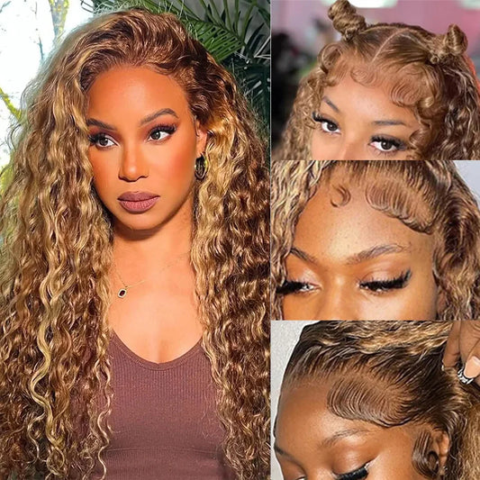  Ombre Kinky Curly Human Hair Wig – HD Transparent Lace Front