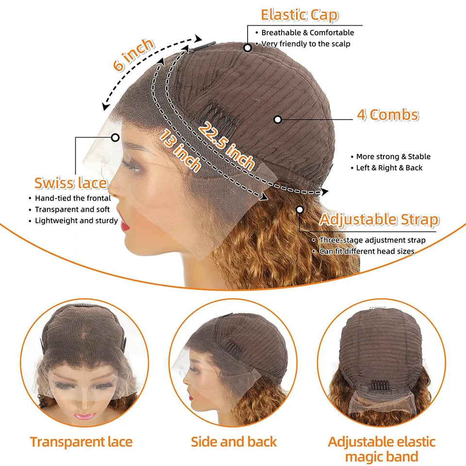  Ombre Kinky Curly Human Hair Wig – HD Transparent Lace Front