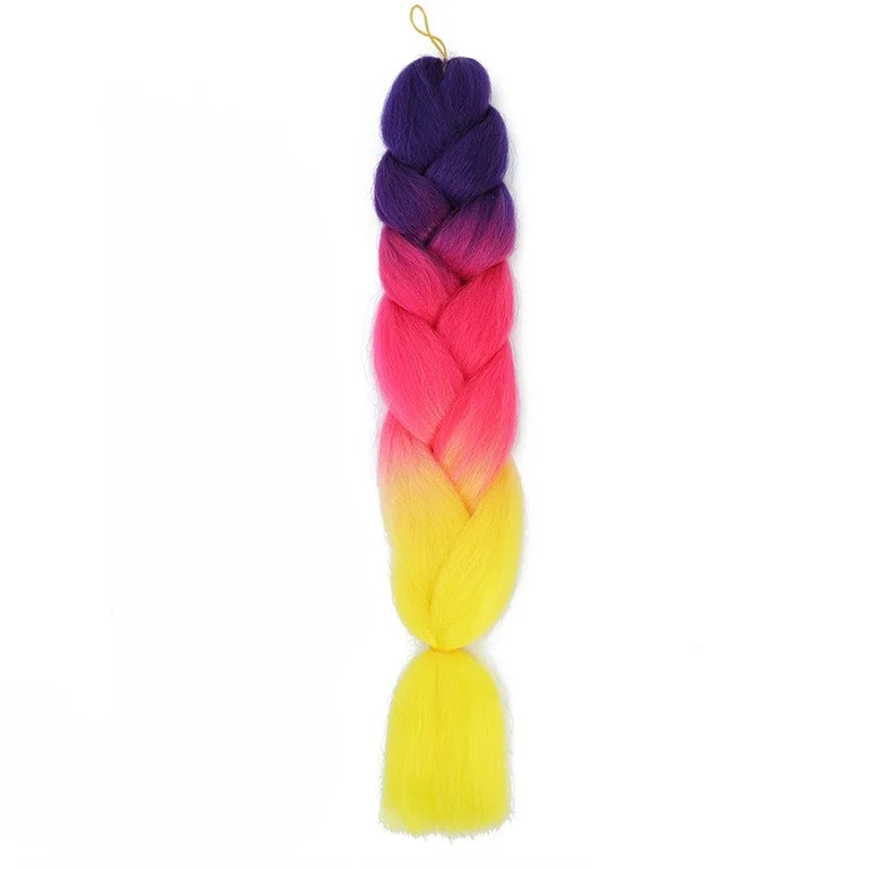 Synthetic 24Inch Jumbo Braids Extensions Long Yaki Straight Braiding Hair Afro Ombre Color Hair for Women