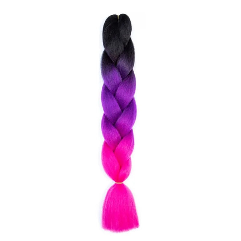 Synthetic 24Inch Jumbo Braids Extensions Long Yaki Straight Braiding Hair Afro Ombre Color Hair for Women