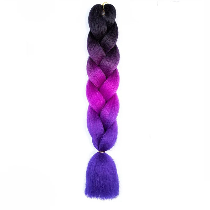 Synthetic 24Inch Jumbo Braids Extensions Long Yaki Straight Braiding Hair Afro Ombre Color Hair for Women