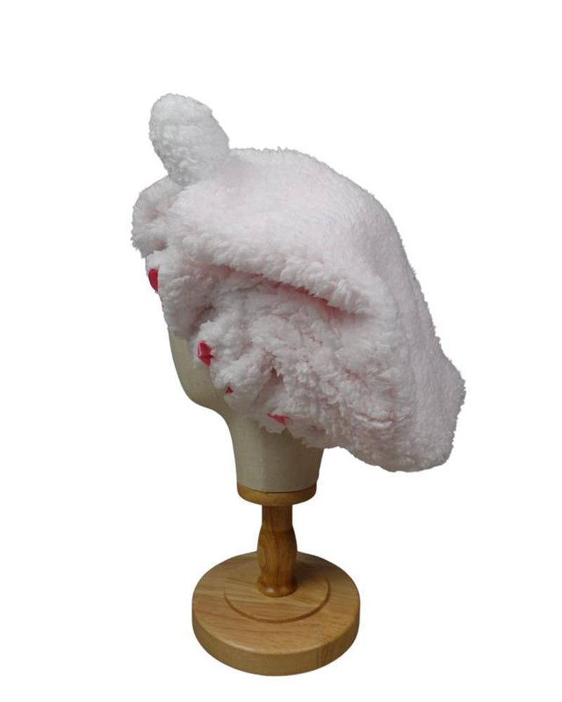 Luxury White Teddy Satin-Lined Bonnet 