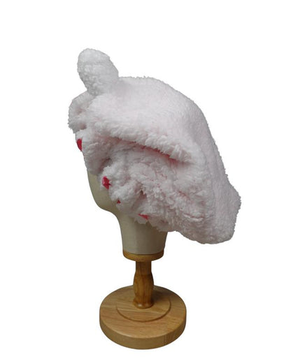 Luxury White Teddy Satin-Lined Bonnet 