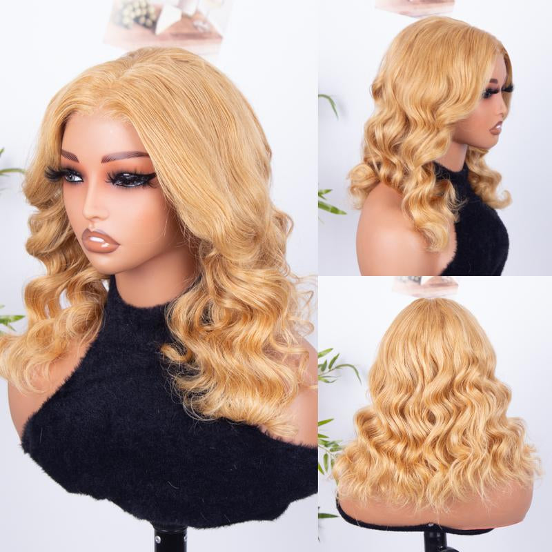  9X6 HD Lace Closure Ombre Body Wave Bob Wig Human Hair 