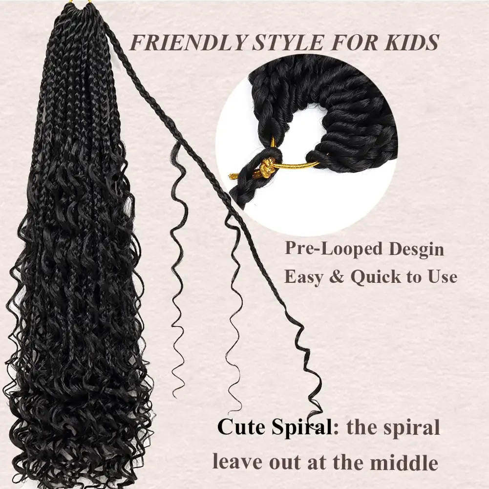 Synthetic Pre Looped Bohomian Crochet Box curly Braiding Hair - Hair Amara