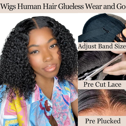 Glueless Water Wave Bob Wig – 100% Human Hair