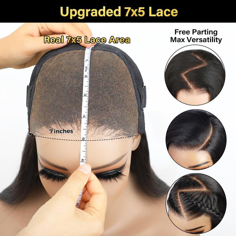 Body Wave Wig with Curtain Bangs – Pre-Bleached, Pre-Cut HD Lace, Glueless Wear & Go Human Hair
