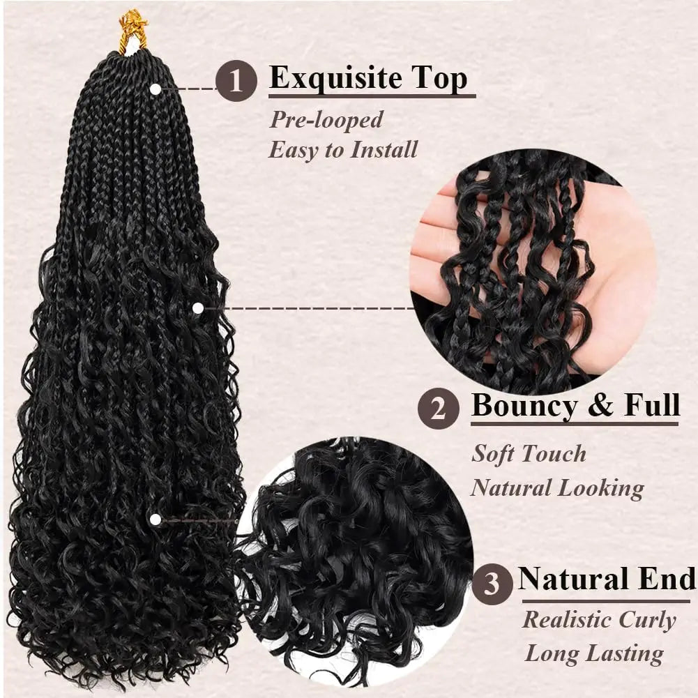 Synthetic Pre Looped Bohomian Crochet Box curly Braiding Hair - Hair Amara