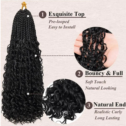 Synthetic Pre Looped Bohomian Crochet Box curly Braiding Hair - Hair Amara