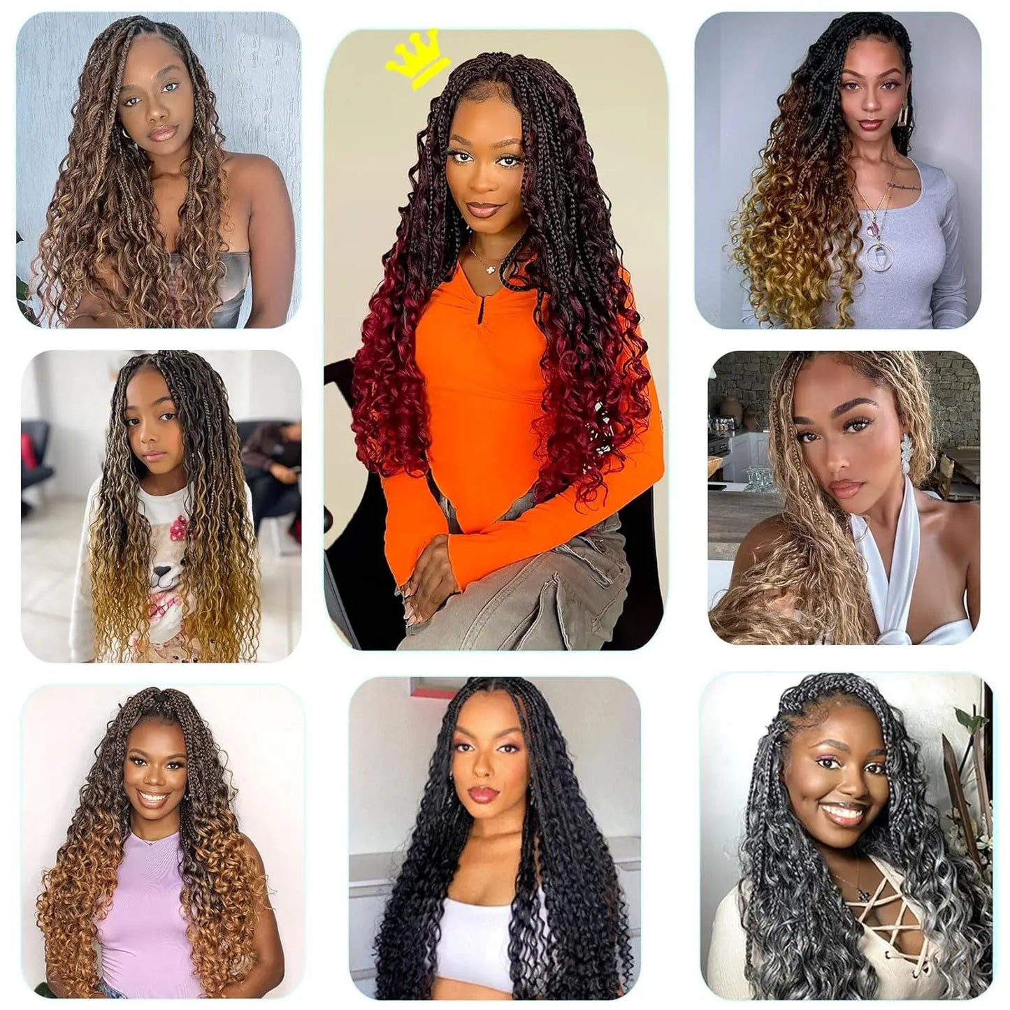 Synthetic Pre Looped Bohomian Crochet Box curly Braiding Hair - Hair Amara