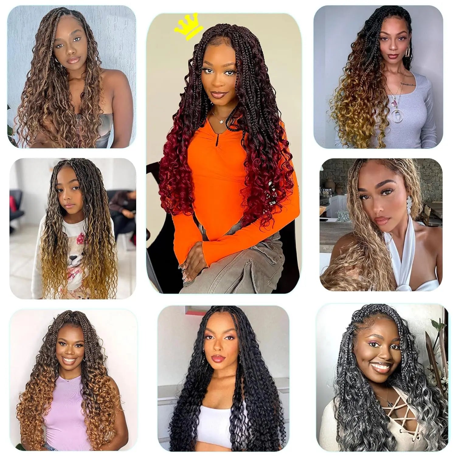 Synthetic Pre Looped Bohomian Crochet Box curly Braiding Hair - Hair Amara