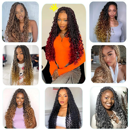 Synthetic Pre Looped Bohomian Crochet Box curly Braiding Hair - Hair Amara
