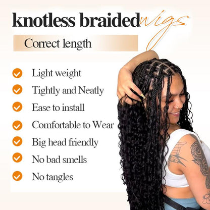 40-Inch Full Lace Premium synthetic fiber Bohemian Box braided Wigs - Hair Amara