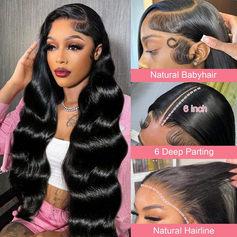  13X6 HD Transparent, Glueless Brazilian Body Wave Lace Frontal Wig Human Hair, 250% Density 12A,