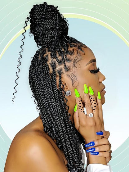 16 Inch Black Long Wavy Braided Lace Wigs for Women