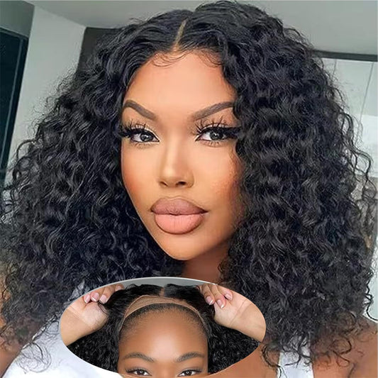 Glueless Water Wave Bob Wig – 100% Human Hair