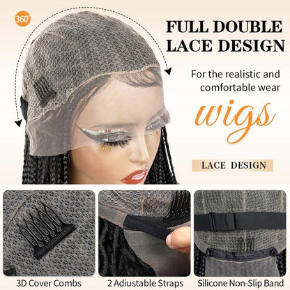 40-Inch Full Lace Premium synthetic fiber Bohemian Box braided Wigs Knotless Boho Braided Wig