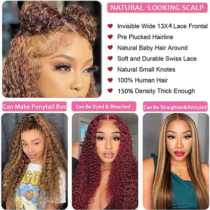 Ombre Kinky Curly Human Hair Wig – HD Transparent Lace Front