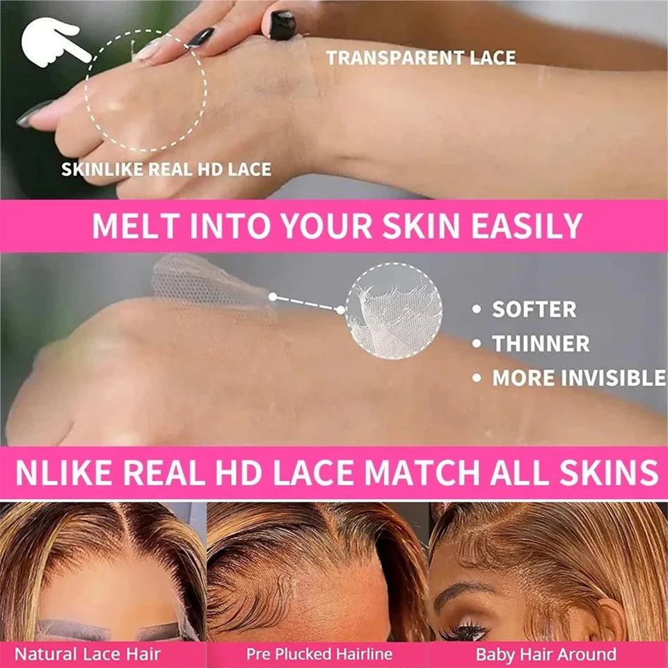 Ombre Kinky Curly Human Hair Wig – HD Transparent Lace Front