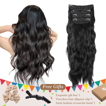 Clip In Hair Extensions Long Straight Wavy Synthetic Hairpiece