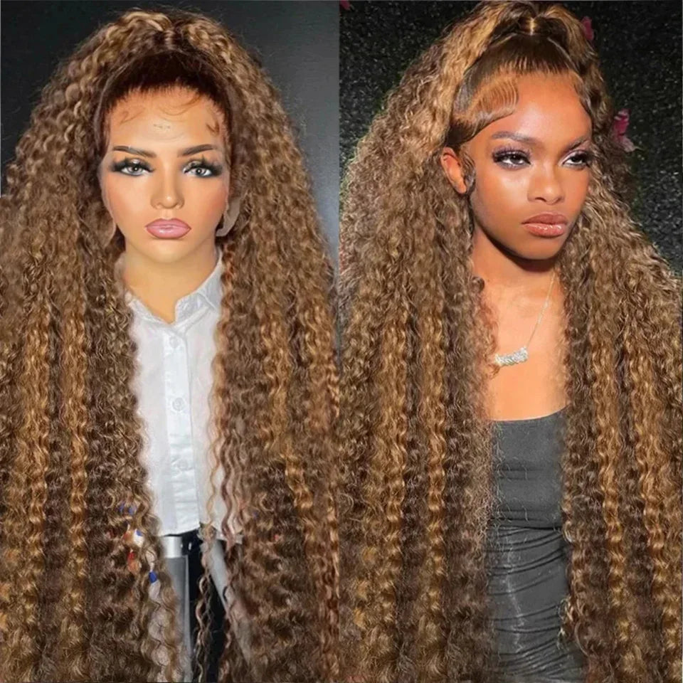 Ombre Kinky Curly Human Hair Wig – HD Transparent Lace Front