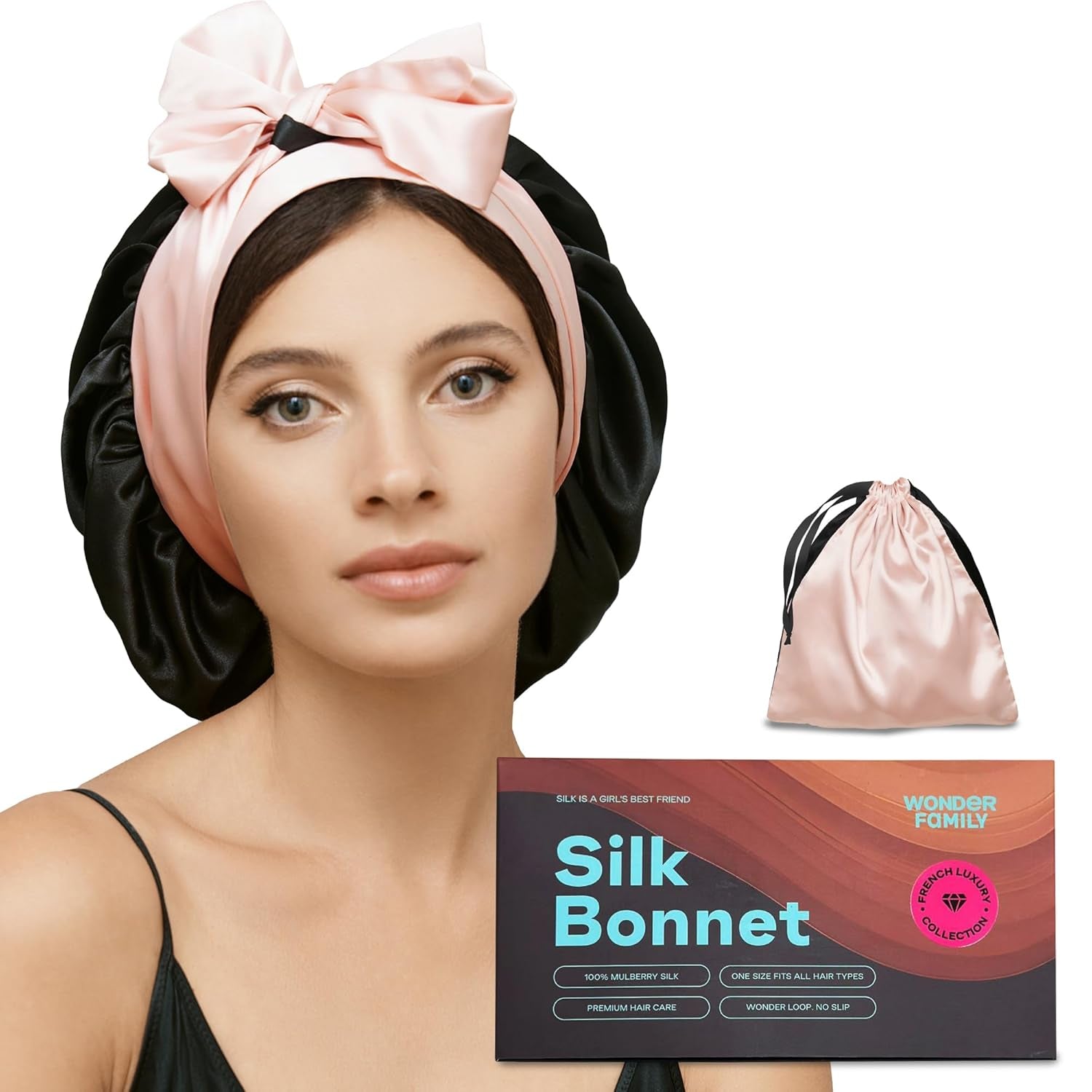 100% Mulberry Silk Sleep Bonnet for Women