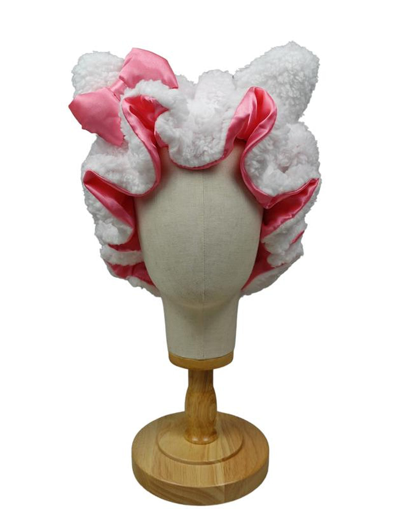 Luxury White Teddy Satin-Lined Bonnet 