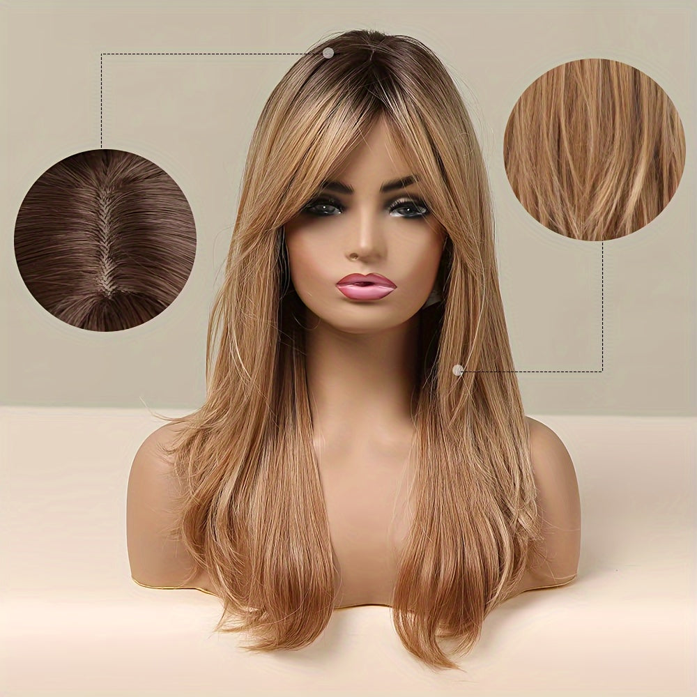 Synthetic Long wavy Hair Wig With Bangs-Elegant And Heat-resistant