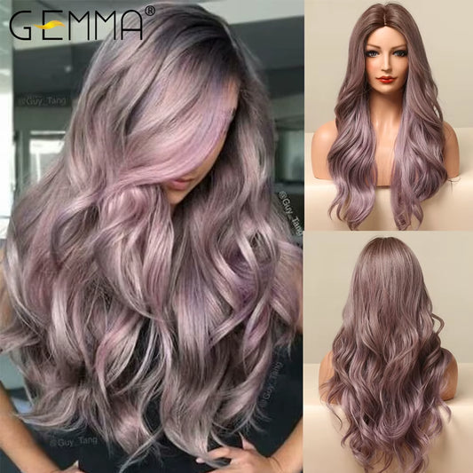 Red Brown Copper Ginger Long Straight Synthetic Wigs for Women Natural Wave Wigs with Bangs Heat Resistant Cosplay Hair