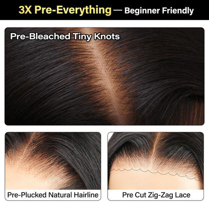 Body Wave Wig with Curtain Bangs – Pre-Bleached, Pre-Cut HD Lace, Glueless Wear & Go Human Hair