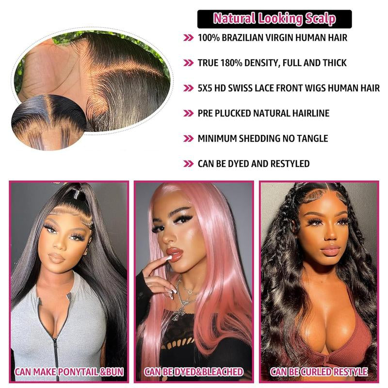 Straight HD Lace Front Wig – Brazilian Virgin Human Hair