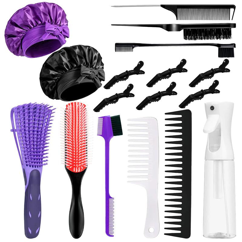 16 Counts Detangler Hair Brush Set for Women, Men, Kids Detangler 
