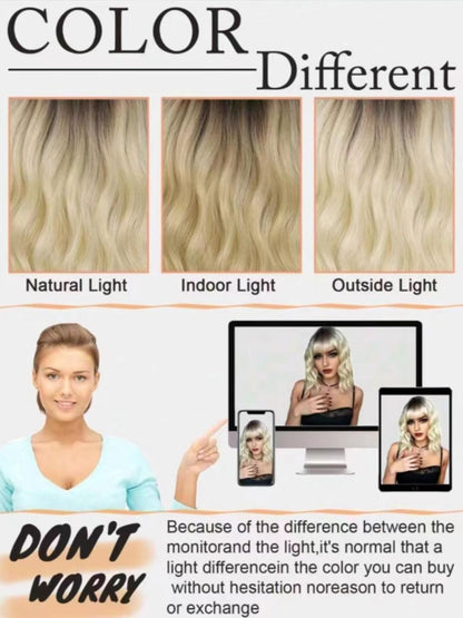 Stylish Synthetic Short Non-toxic Wig With Wave Head, With Bangs, Heat Resistant