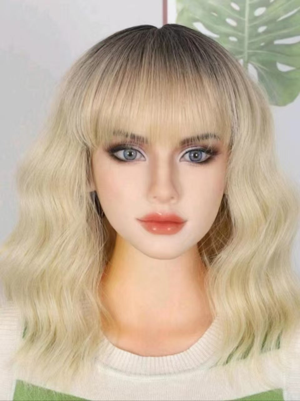 Stylish Synthetic Short Non-toxic Wig With Wave Head, With Bangs, Heat Resistant