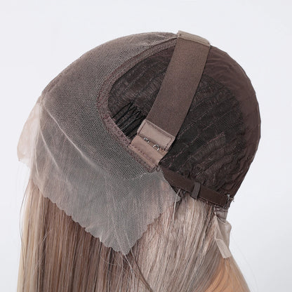 13*6 Lace Front 30 Inch Long Straight Blonde Platinum Wigs Natural Hairline Free Part Fiber