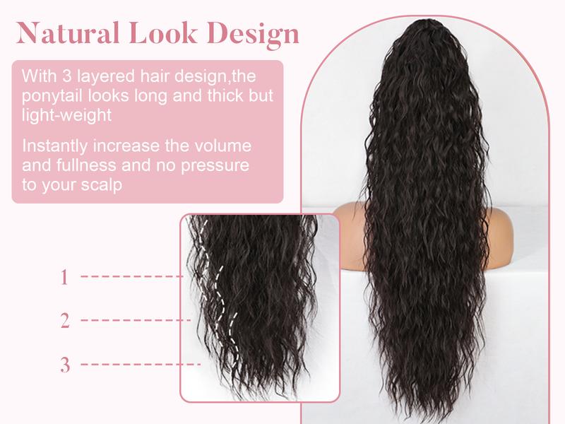 30" Long Wavy Claw Ponytail Extension