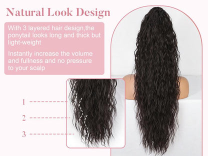 30" Long Wavy Claw Ponytail Extension