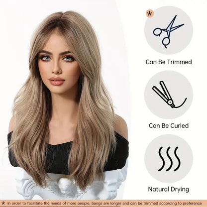 Elegant Curly Wave Ash Blonde Wig Synthetic Cosplay Hair- Heat Resistant Fiber