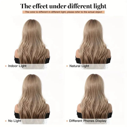 Elegant Curly Wave Ash Blonde Wig Synthetic Cosplay Hair- Heat Resistant Fiber